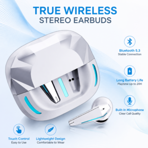 Mecha RGB Gaming Earbuds – Low Latency Wireless Bluetooth In-Ear Headphones with Stereo Sound & Long Battery Life